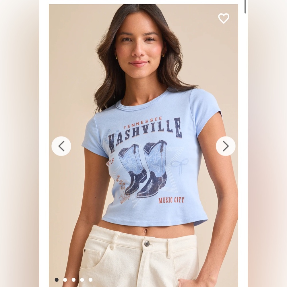 Altar'd State Nashville Graphic Baby Tee Blue Short Sleeve Tee Casual Comfort